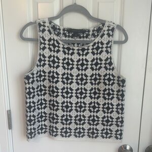 Ann Taylor Black and White Crop Tank Top